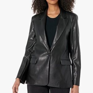 💥SHIPS FREE!!! Black Faux Leather Blazer for Women